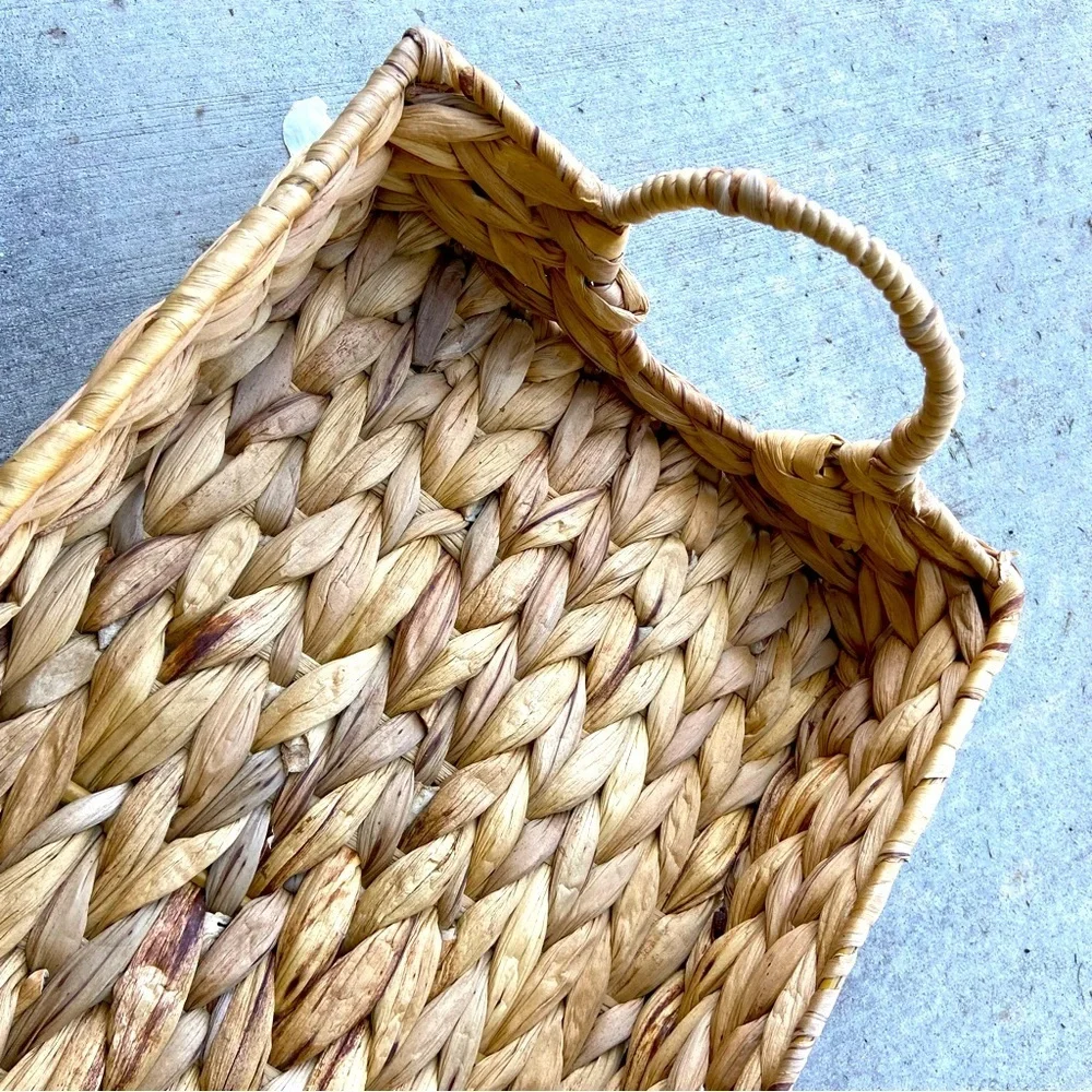 Sea Grass Rectangular Basket with Metal Handles